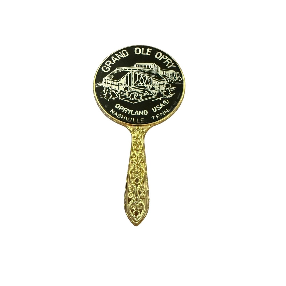 Vintage Grand Ole Opry Nashville TN Hand Mirror Opryland USA Souvenir Gold Tone